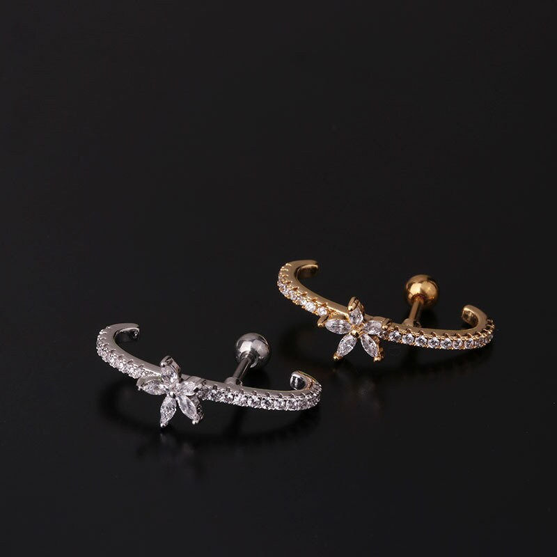 Miniaturbild: 16G Cartilage Hoop Earrings, Cross Cartilage Earring | HSPJ286