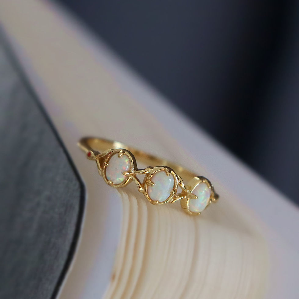 縮圖：925 Silver Gold Vermeil Natural Opal Ring, Anniversary Ring | HJZB-138