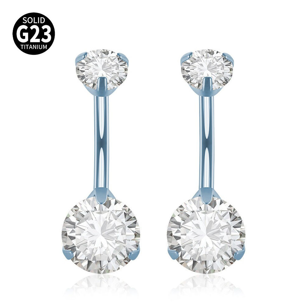 Thumbnail: 14G G23 Titanium Belly Rings, CZ Belly Ring, Minimalist Belly Ring | DL047