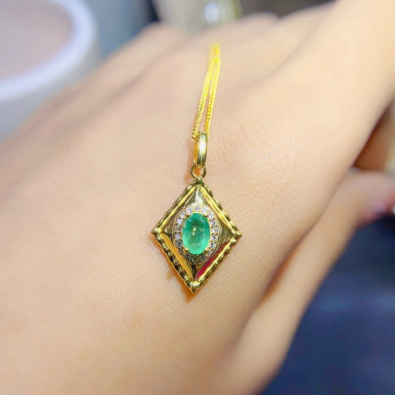 Miniature : 18K Gold Emerald Necklace, Birthday Gift, Gift for Nana | FME - N373