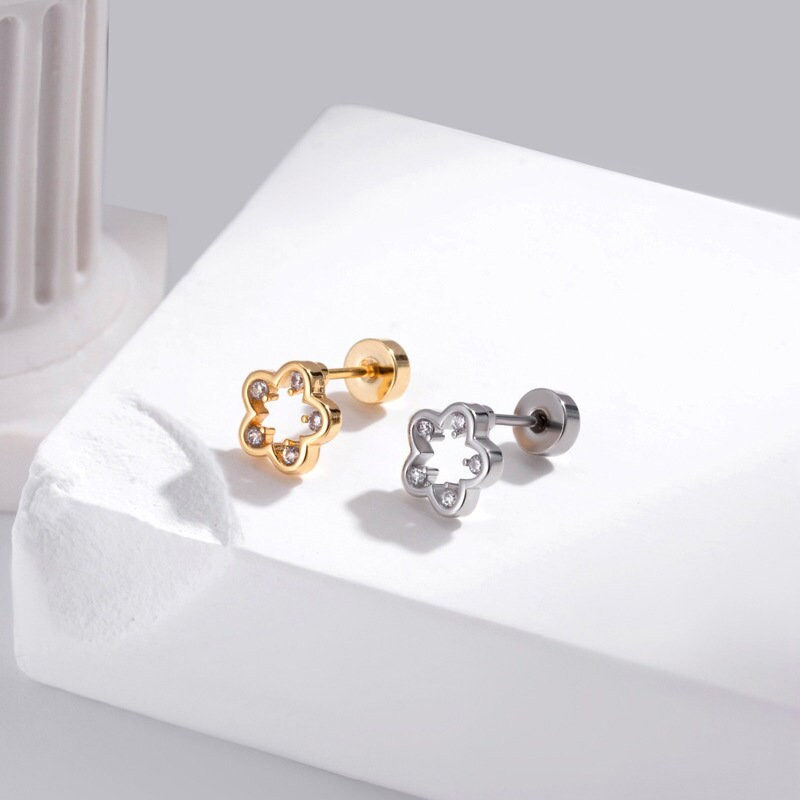 Thumbnail: 20G Cartilage Surgical Steel Earrings, Flower Earrings | HSPJ403