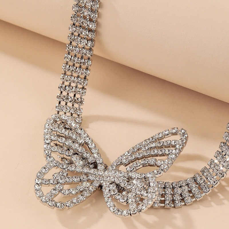 縮圖：Elegant Sparkly Butterfly Choker Necklace, Butterfly Necklace | HN1330