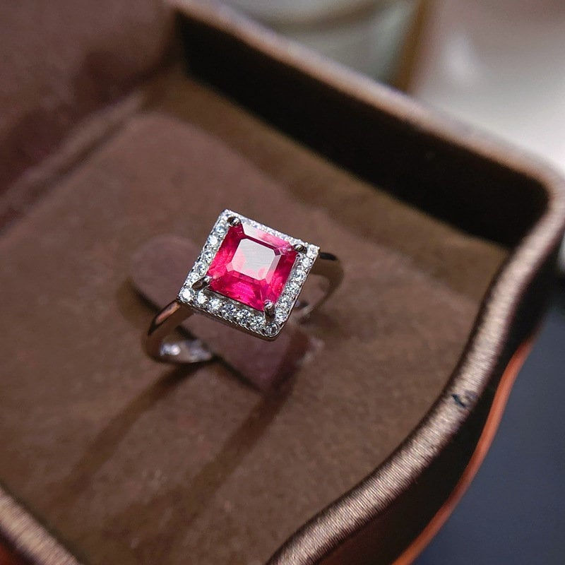 Thumbnail: 925 Silver Ruby Ring, Ruby Jewelry, Red Stone Ring, Anxiety Ring | FME - R953