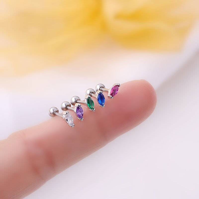 Miniaturbild: 20G Cartilage Tiny Stud Earring, Flat Back Earrings, Marquise Earrings | HSPJ653