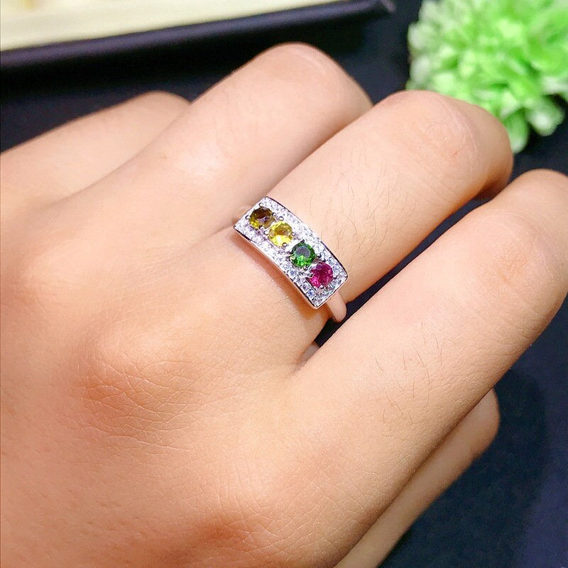 Thumbnail: 925 Silver Tourmaline Jewelry Set, Tourmaline Necklace | FME - S029