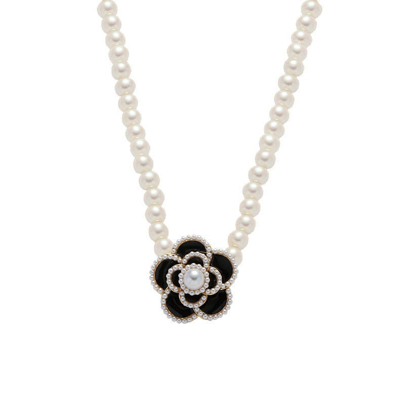 Thumbnail: Elegant Pearl Beaded Camellia Necklace, Pearl Choker Necklace | HN2357