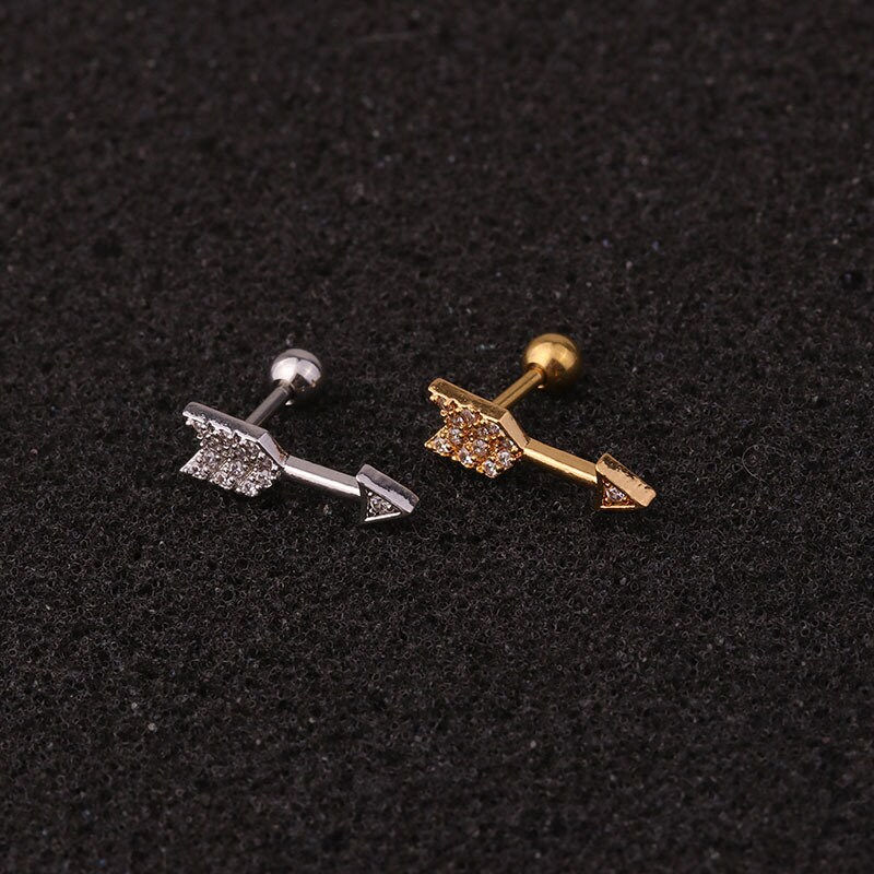 Thumbnail: 16G Cartilage Tiny Stud Earring, Silver Stud Earrings | HSPJ203