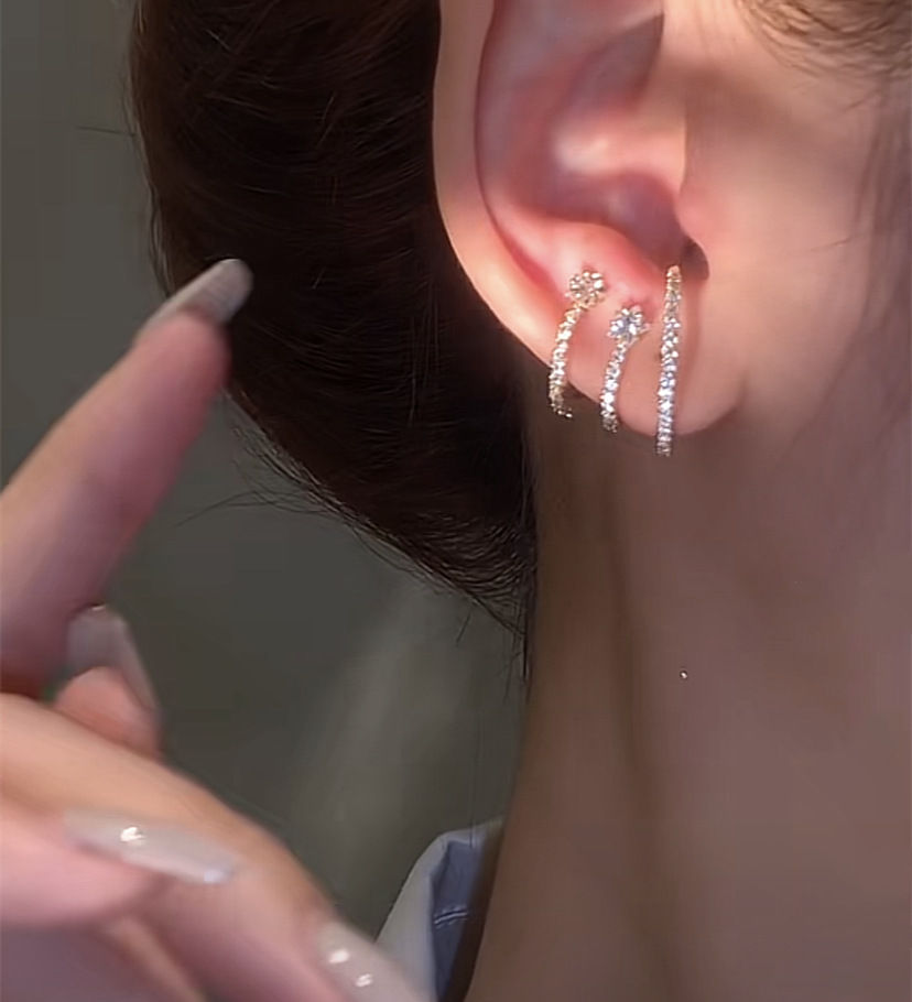 Thumbnail: Layered Ear Cuff, Bling Cuff, Unique Cuff, Unique Jewelry | R1847