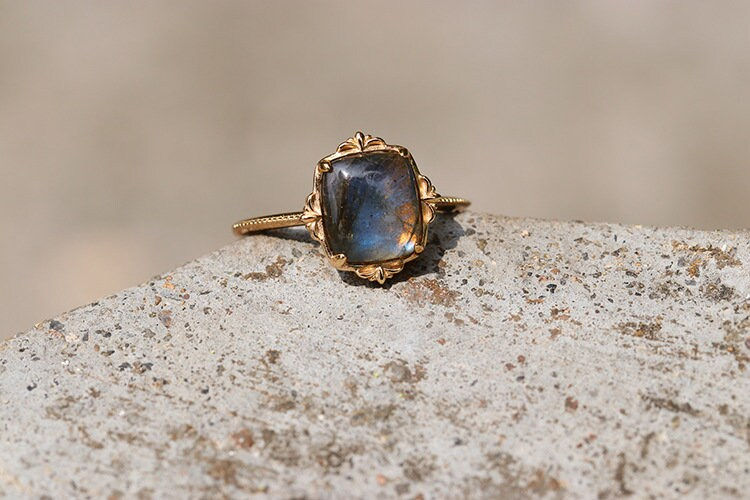 縮圖：925 Silver Natural Labradorite Ring, Daily Ring, Statement Ring | HJZB-002