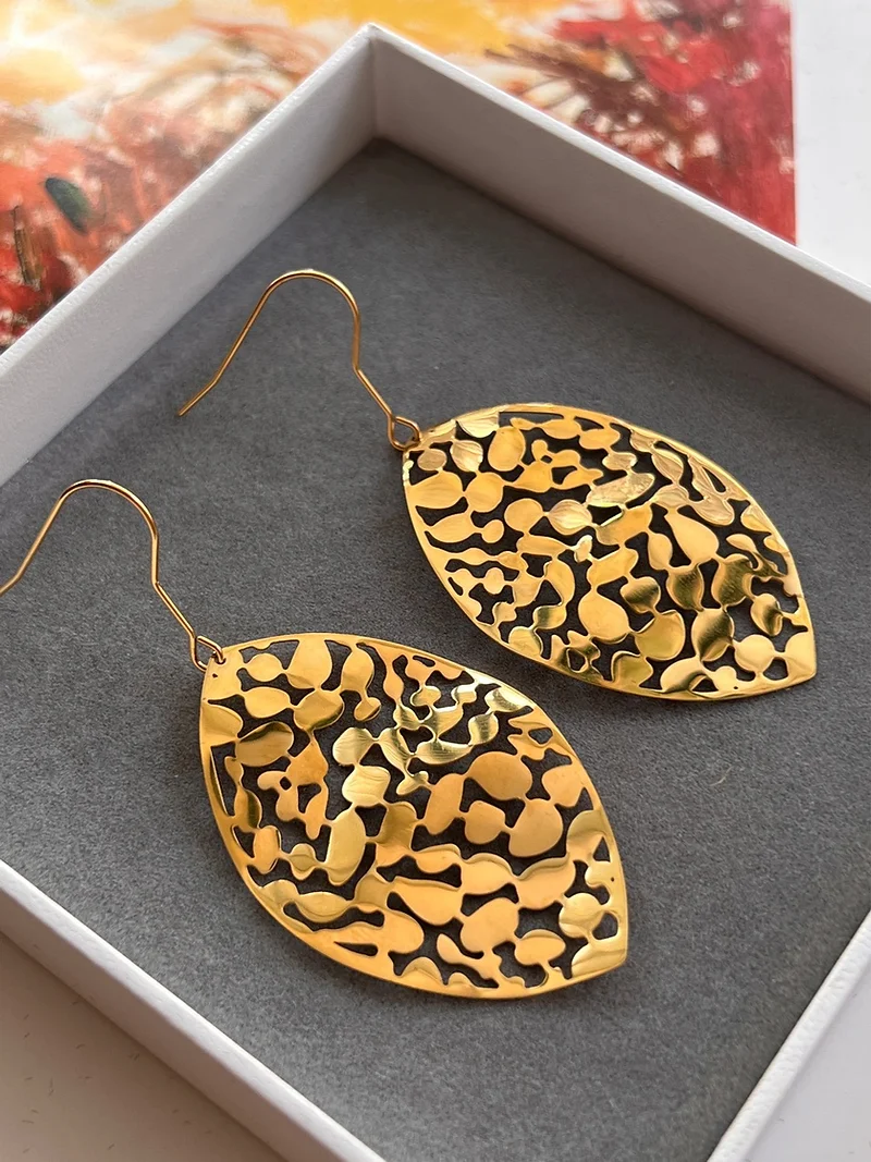 Chunky Gold Leaf Earrings