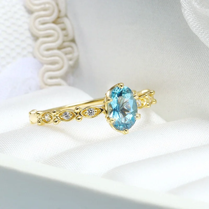 925 Silver Natural London Blue Topaz Ring