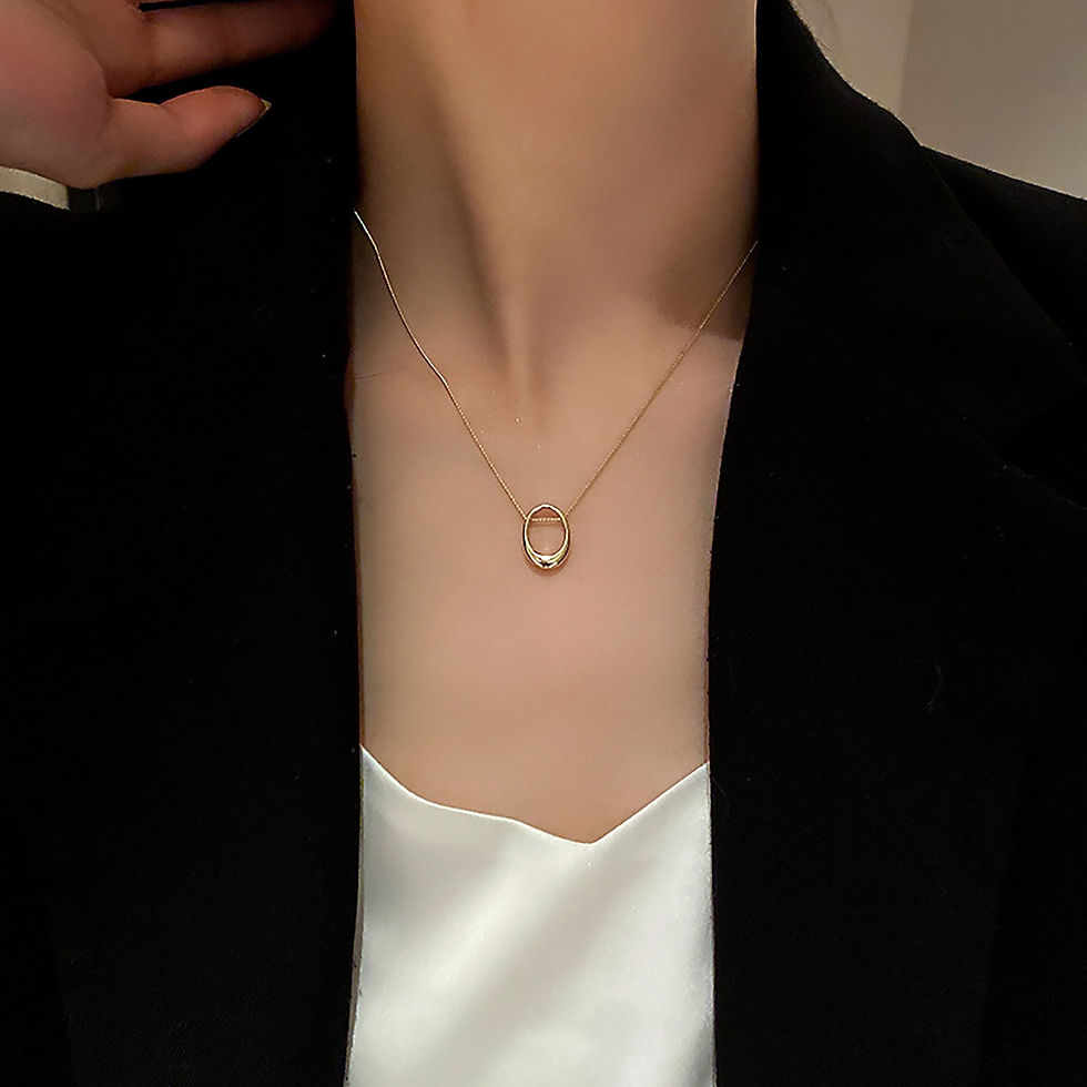 縮圖：Simple Minimalist Open Circle Pendant Necklace, Geometric Gold Necklace | HN1130