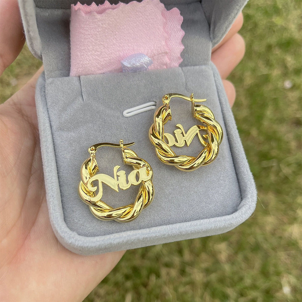 Thumbnail: Custom Name Hoop Earrings, Gold Name Earrings, Girlfriend Earrings | H6660