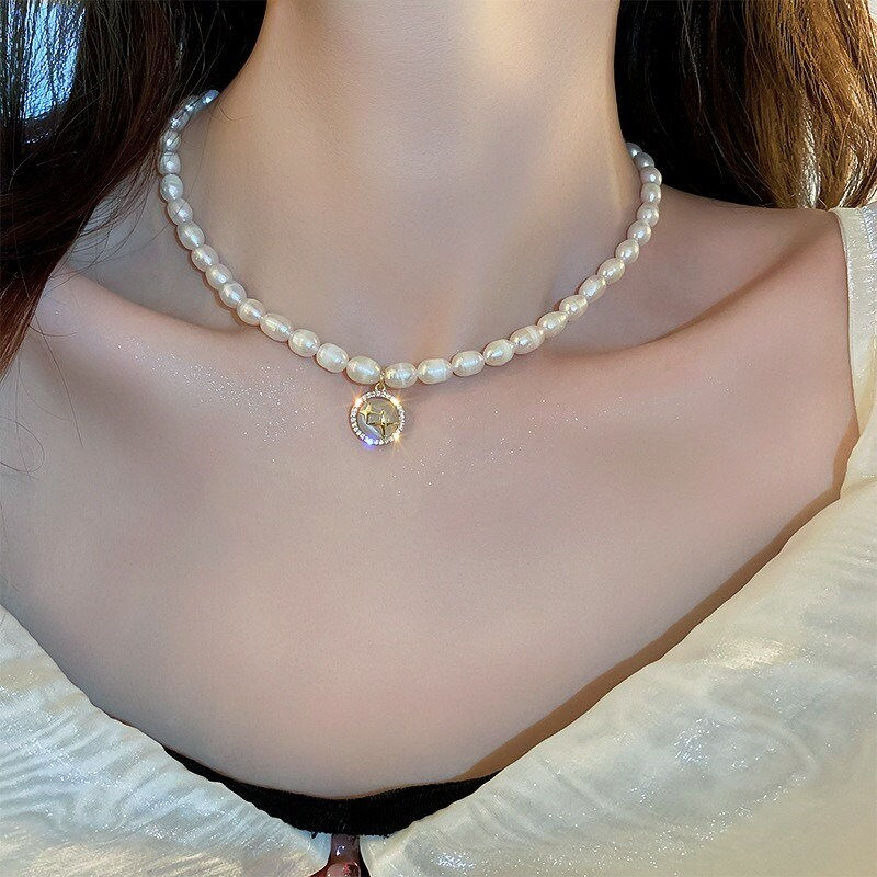 Thumbnail: Baroque Freshwater Pearl Bead Necklace, Star Necklace, Round Necklace | HN2383