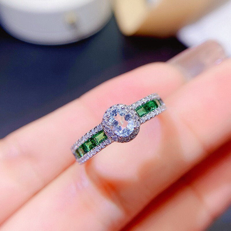 Miniature : Natural Aquamarine Ring, Aquamarine Crystal, Aquamarine Jewelry | FME - R235