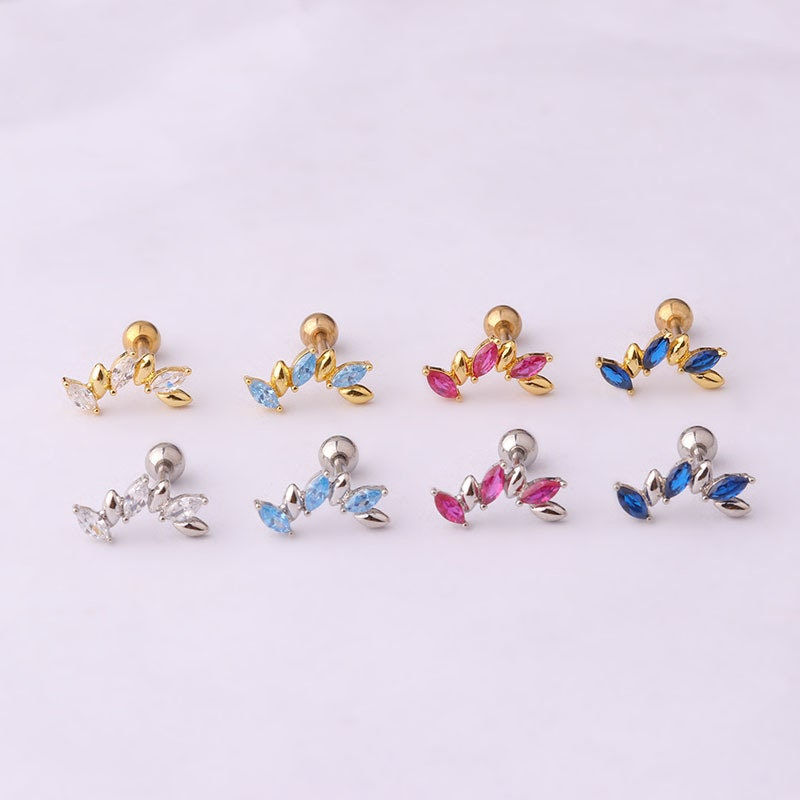 Miniaturbild: 16G Cartilage Long Stud Earring, Flat Back Earring,  Curved Stud | HSPJ722