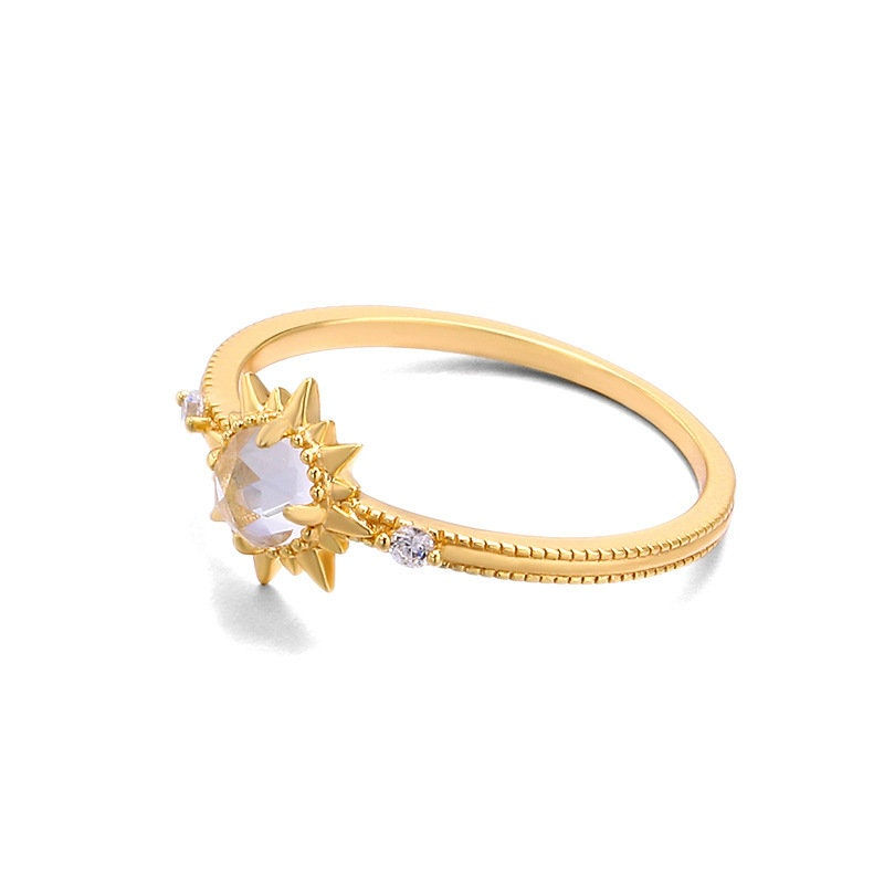 縮圖：S925 Dainty Sun Natural Clear Quartz Ring, Celestial Ring, Sun Ring | TB1481