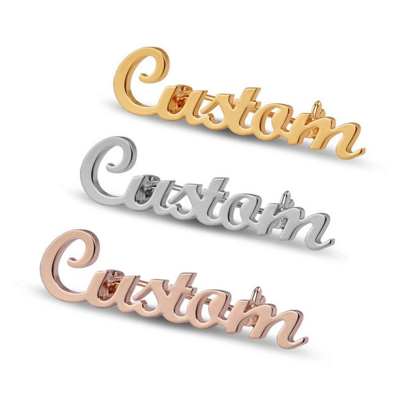 Thumbnail: Personalized Name Brooch Clip Clasp, 18k Gold Memorial Brooch | DY063