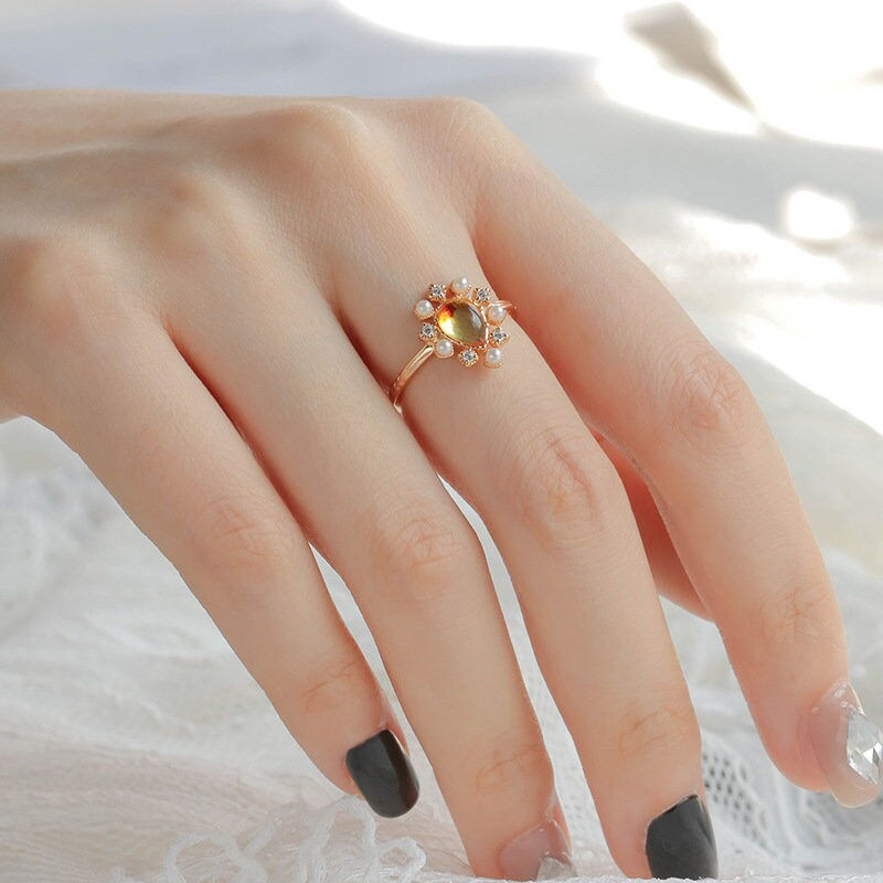 Thumbnail: Natural Amber Stud Earrings Set, Amber Jewelry, Amber Ring | HJZB-254