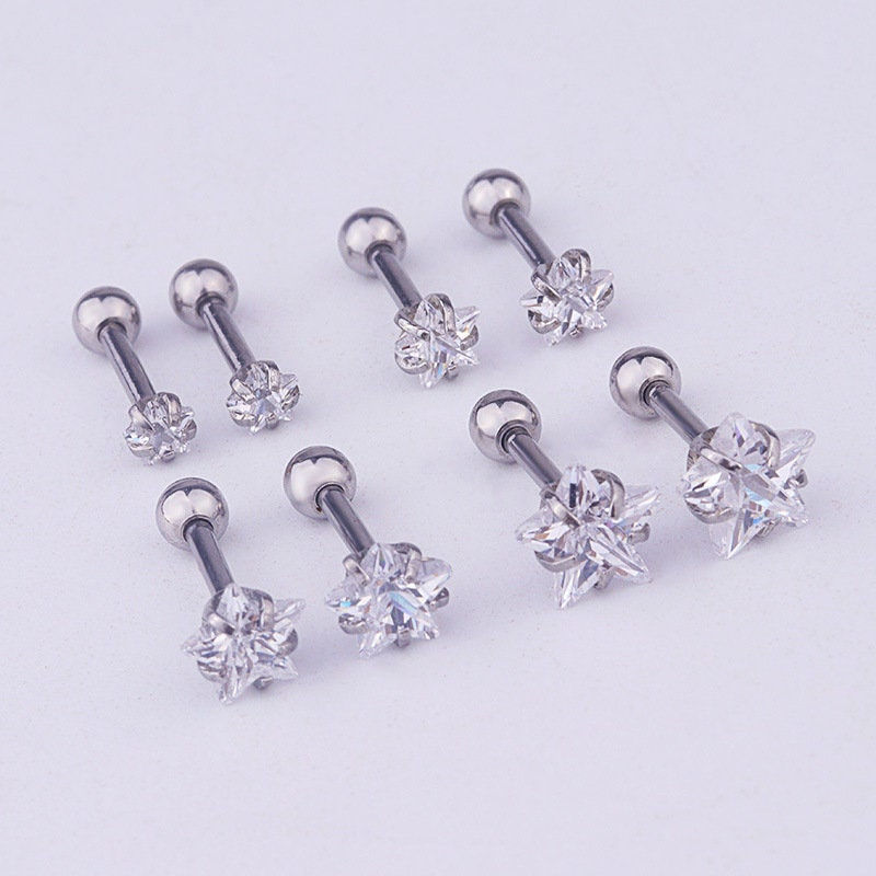 Miniature : 16G Cartilage Tiny Stud Earring, Star Diamond Earrings | ER8534-1