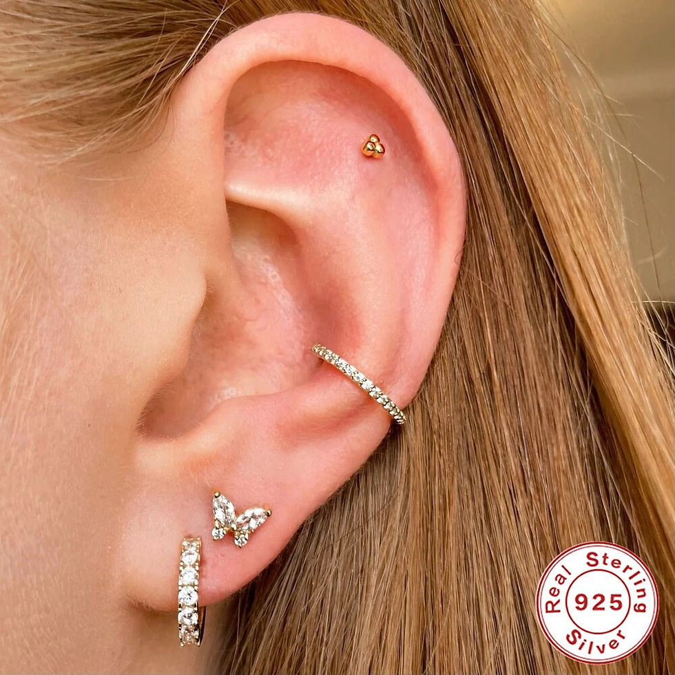 Miniaturbild: 16G Sterling Silver Cartilage Earrings, Flat Back Earrings | HC023