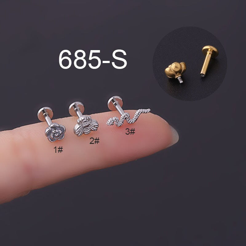 Miniaturbild: 16G Cartilage Labret Back Stud Earring, Bee Earring, Snake Earring | HSPJ685