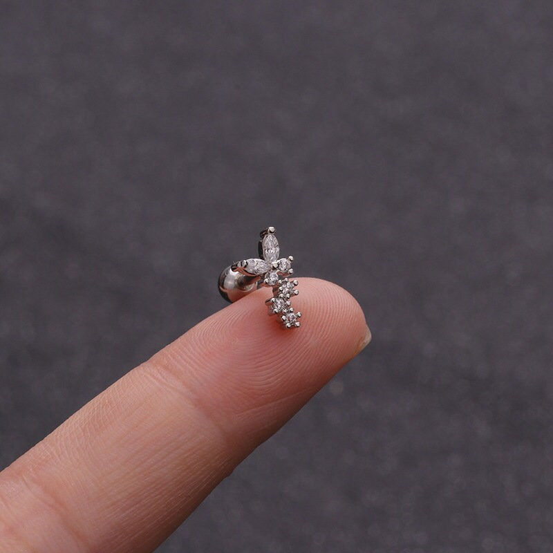 Thumbnail: 16G Cartilage Tiny Stud Earring, Flat Back Earrings, Helix Earrings | HSPJ1919