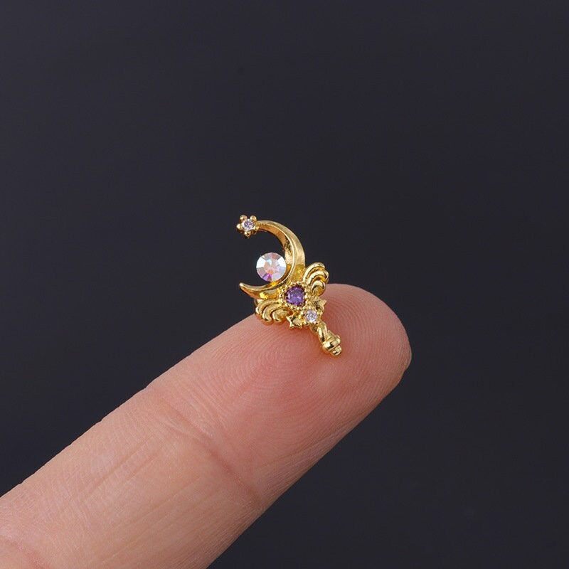 Thumbnail: 20G Cartilage Dainty Stud Earring, Opal Stud Earrings | HSPJ309