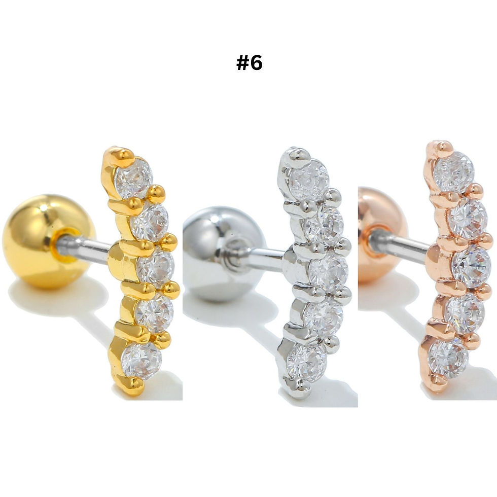 Thumbnail: 20G Cartilage Surgical Steel Earrings, Clover Earrings, Crown Earrings | EGD728