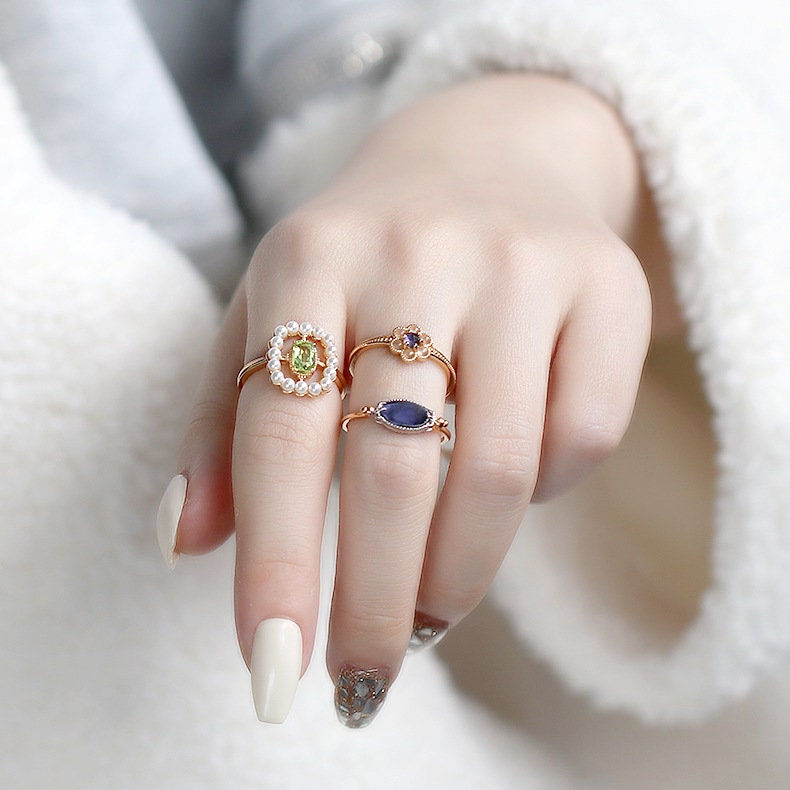 縮圖：S925 Vintage Natural Iolite Spinning Ring, Rotate Ring, Daily Ring | TB1956