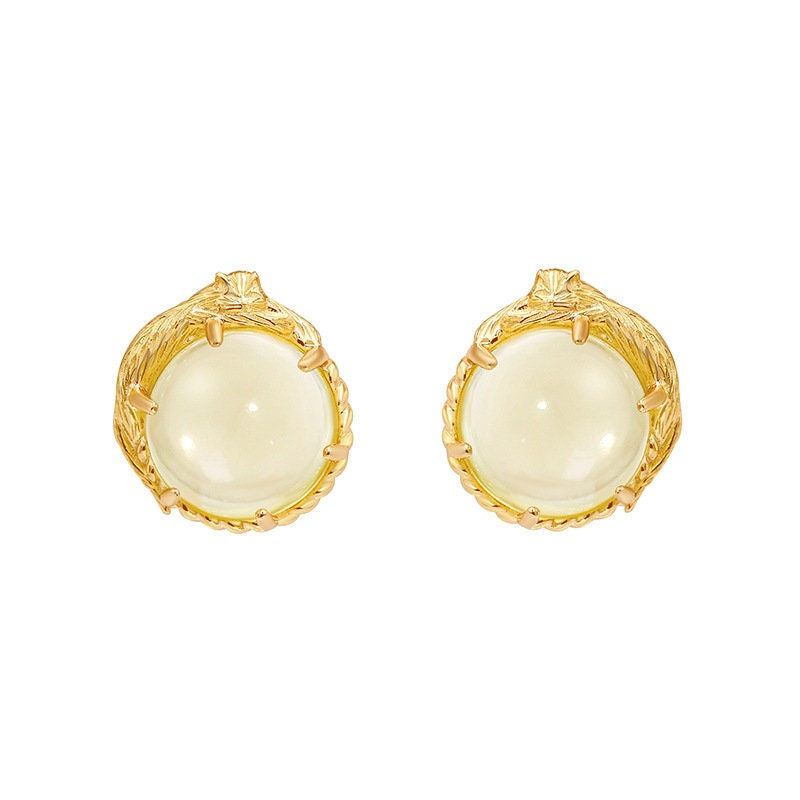 縮圖：925 Silver Lemon Quartz Stud Earrings, Lemon Quartz Earrings | TB2219-R2