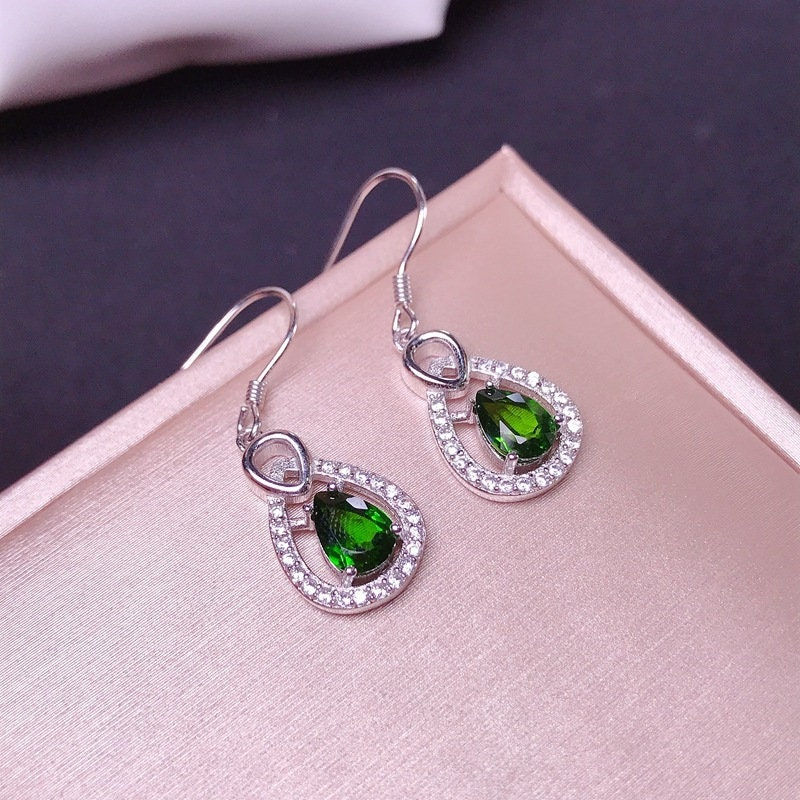 縮圖：18K Platinum Emerald Dangle Earrings, Taurus Earrings, May Gems | FME - E209