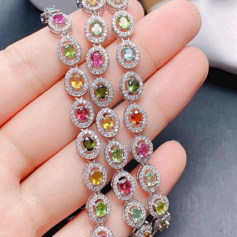 縮圖：925 Silver Tourmaline Bracelet, Tourmaline Jewelry | FME - B080