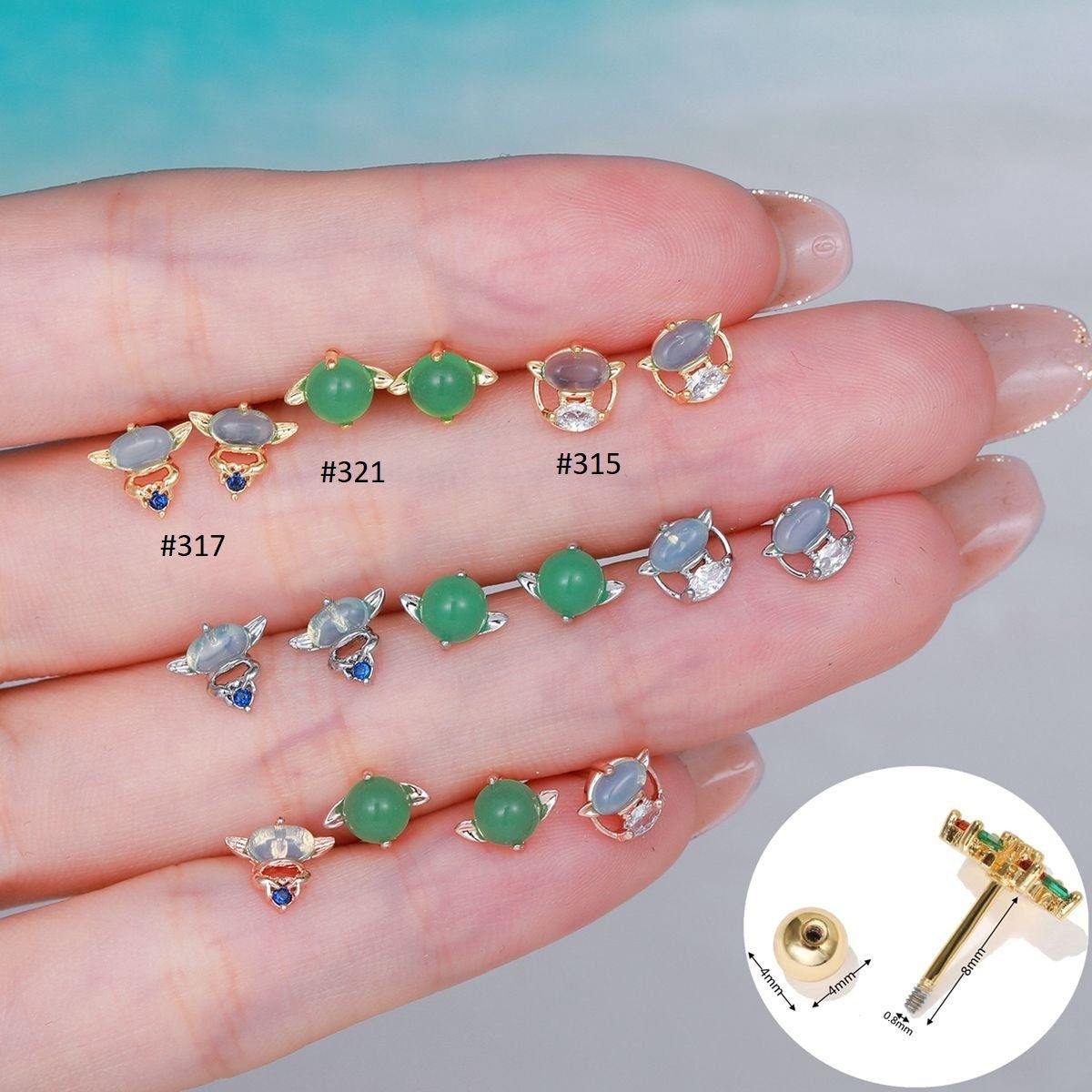 20G Cartilage Tiny Stud Earring, Flat Back Earrings, Helix Earrings | EGD0317