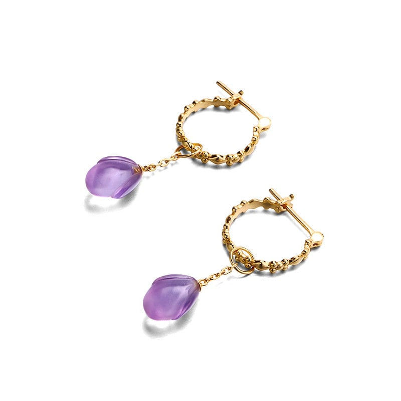 Thumbnail: Natural Amethyst Drop Earrings, Teardrop Earrings | TB1595