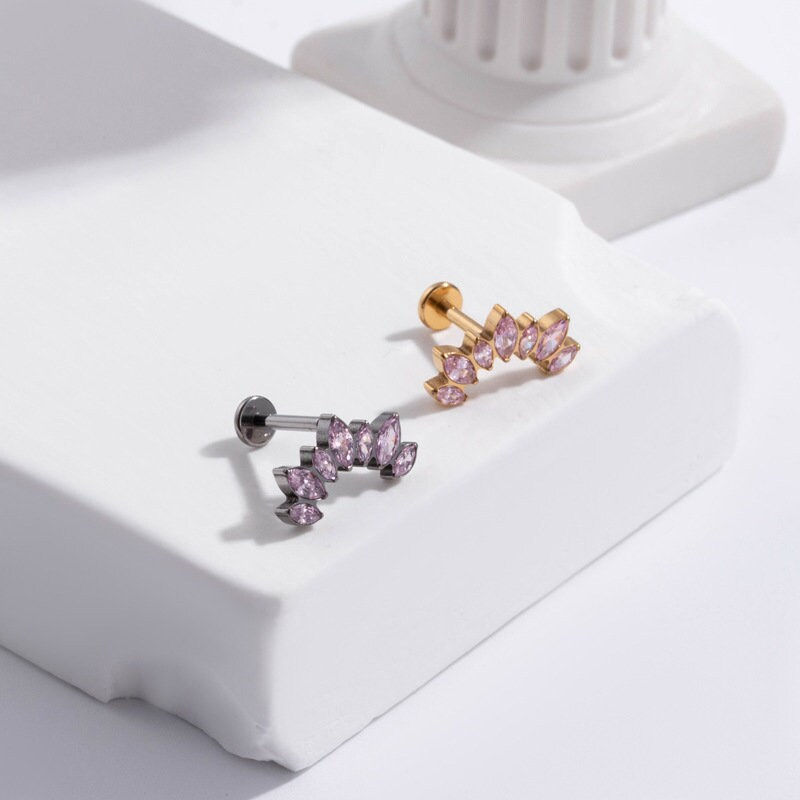 Thumbnail: 16G Cartilage Titanium Earrings, Sparkly Stud Earrings, Tiny Earrings | HSPJ536