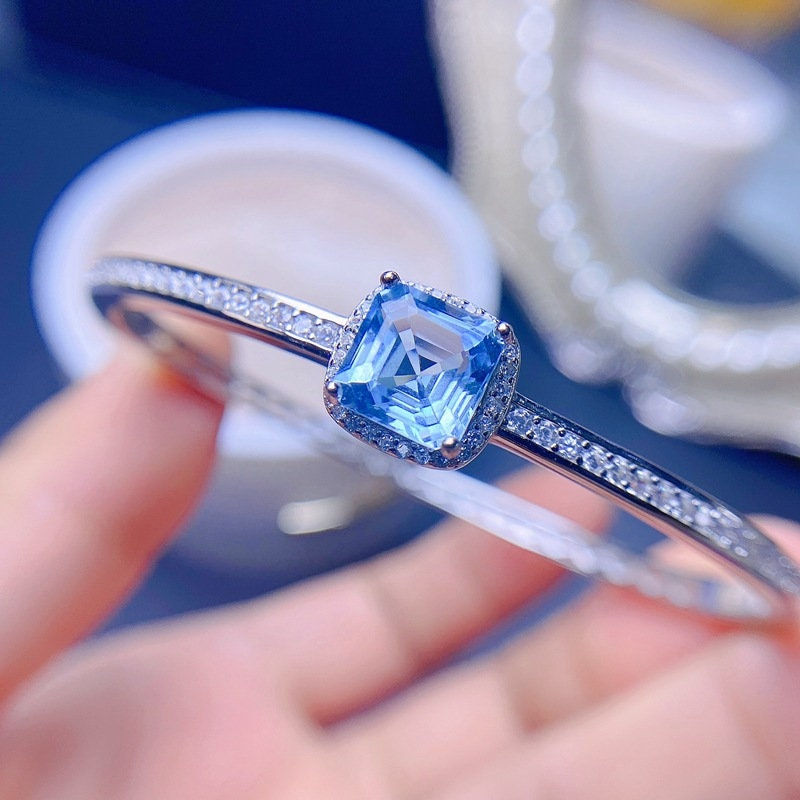 縮圖：18K Platinum Swiss Blue Topaz Bracelet, Sagittarius Bracelet | FME - B062