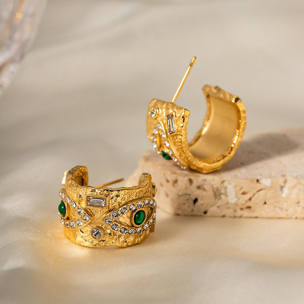 Miniaturbild: 18K Gold Plated Stainelss Steel Stud Earrings, Evil Eyes Earrings | JDE017