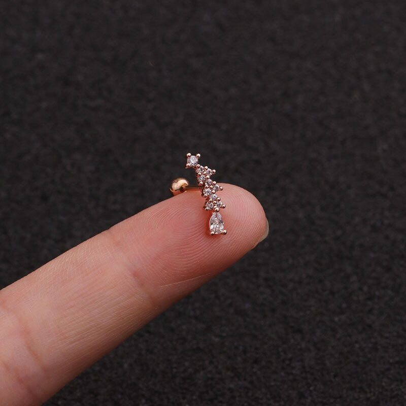 Thumbnail: 20G Cartilage Tiny Long Stud Earring, Waterdrop Earrings | HSPJ1949