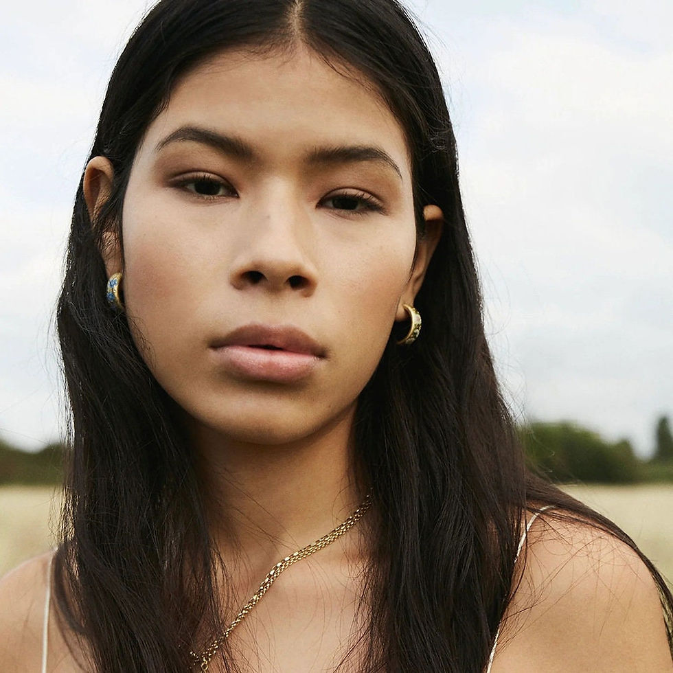 Thumbnail: 18K Gold Plated Stainless Steel Earrings, Flower Painting Earrings | JDE096