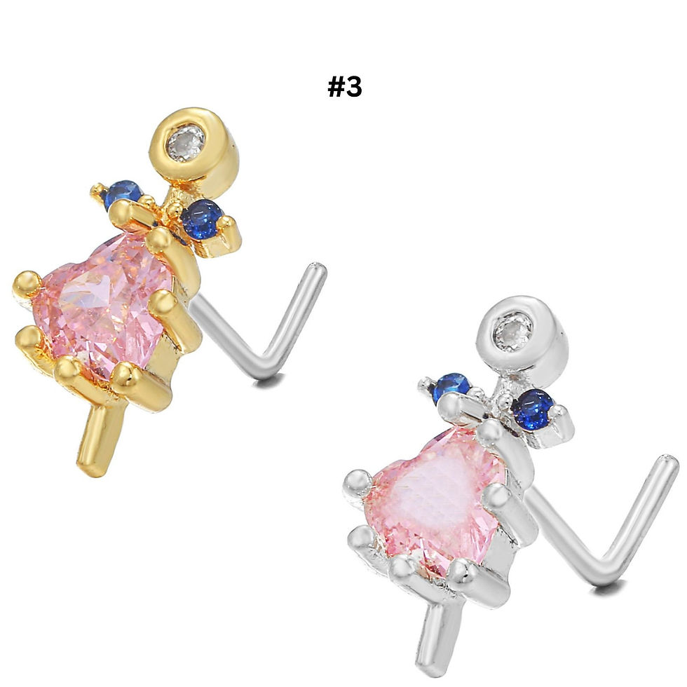 Thumbnail: 20G Surgical Steel Small Nose Ring & Nose Stud, L Bend Nose Stud | BD045