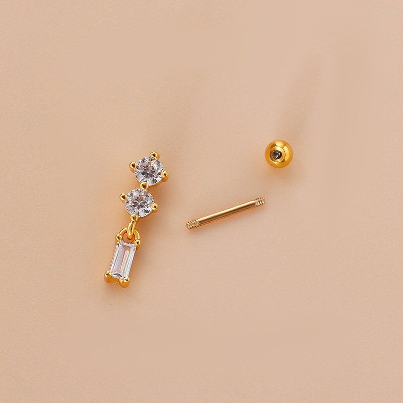 Miniaturbild: 20G Cartilage Tiny Stud Earring, Flat Back Earrings, Baguette Earring | HSPJ801
