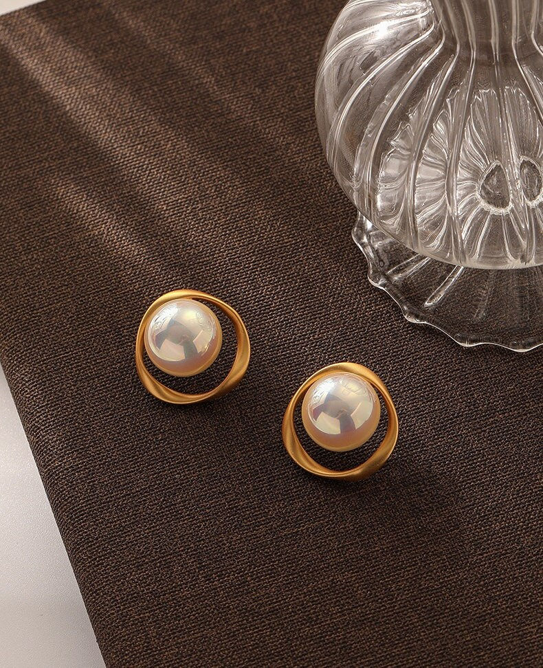 Thumbnail: Dainty Irregular Pearl Earrings, Irregular Earrings, Pearl Stud Earring | DMS189