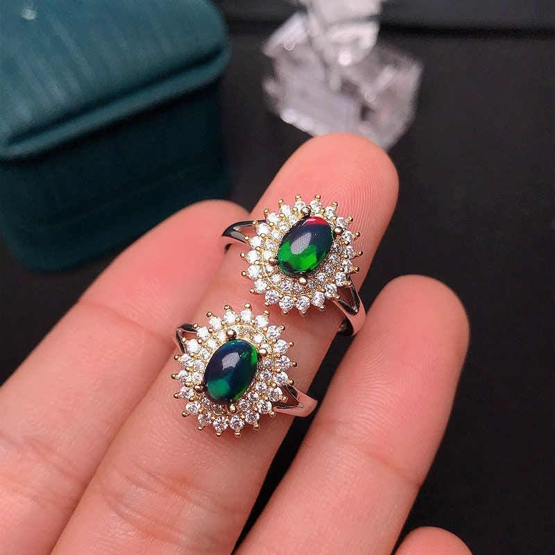 縮圖：18K Gold Black Opal Ring, Statement Ring, October Birthstone Ring | FME - R429