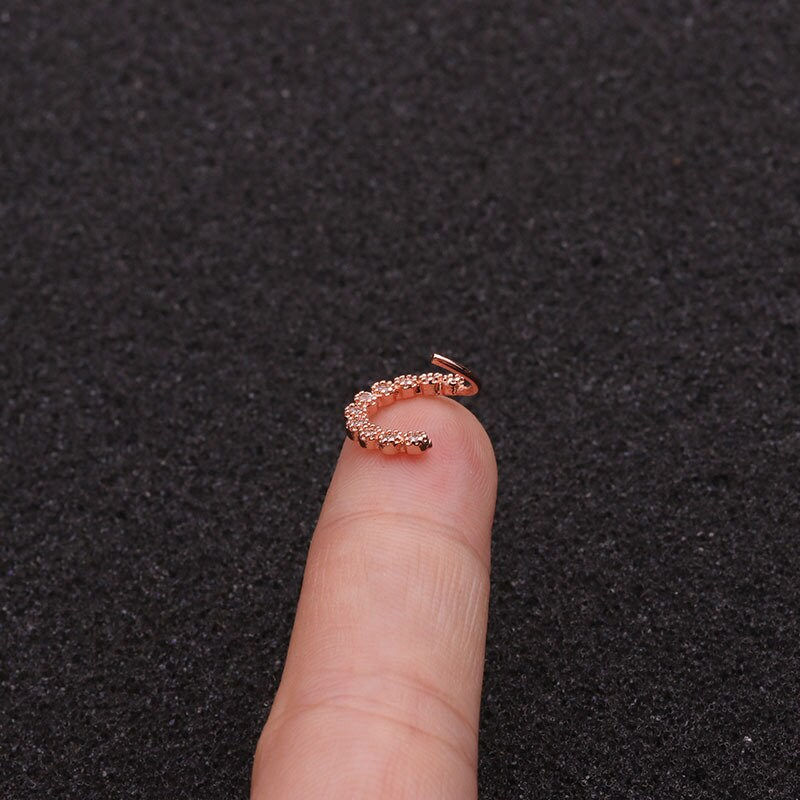 Thumbnail: 18K Gold Cartilage Hoop Earrings, Tiny Nose Ring, Rose Gold Hoop | HSPJ1982