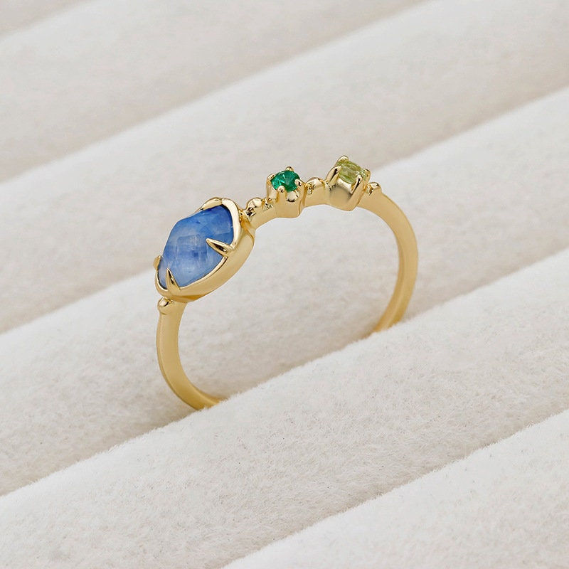 縮圖：S925 Dainty Kyanite Ring, Multistone Ring, Birthstone Jewelry | TB2194