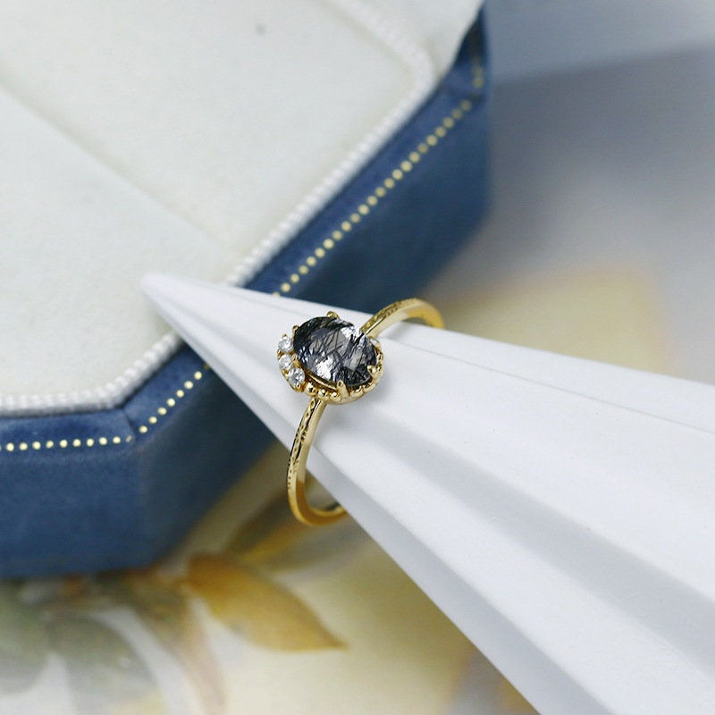 Thumbnail: Natural Black Rutilated Quartz Earrings, Black Tourmaline Necklace | HJZB-406