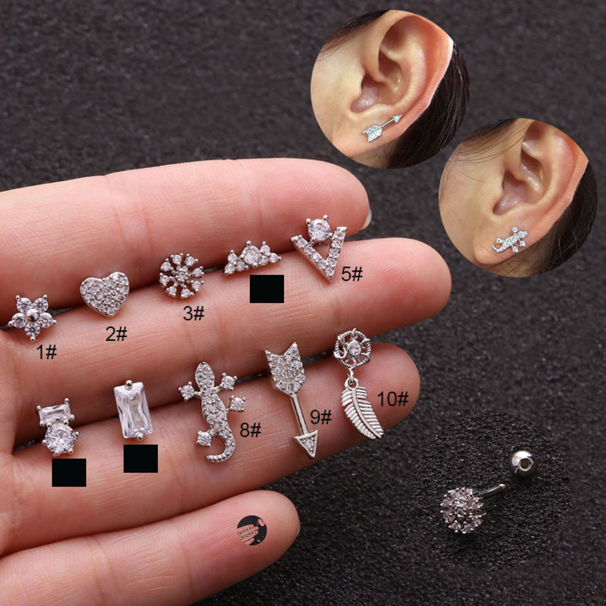 16G Cartilage Tiny Stud Earring, Dream Catcher Earrings | HSPJ1986