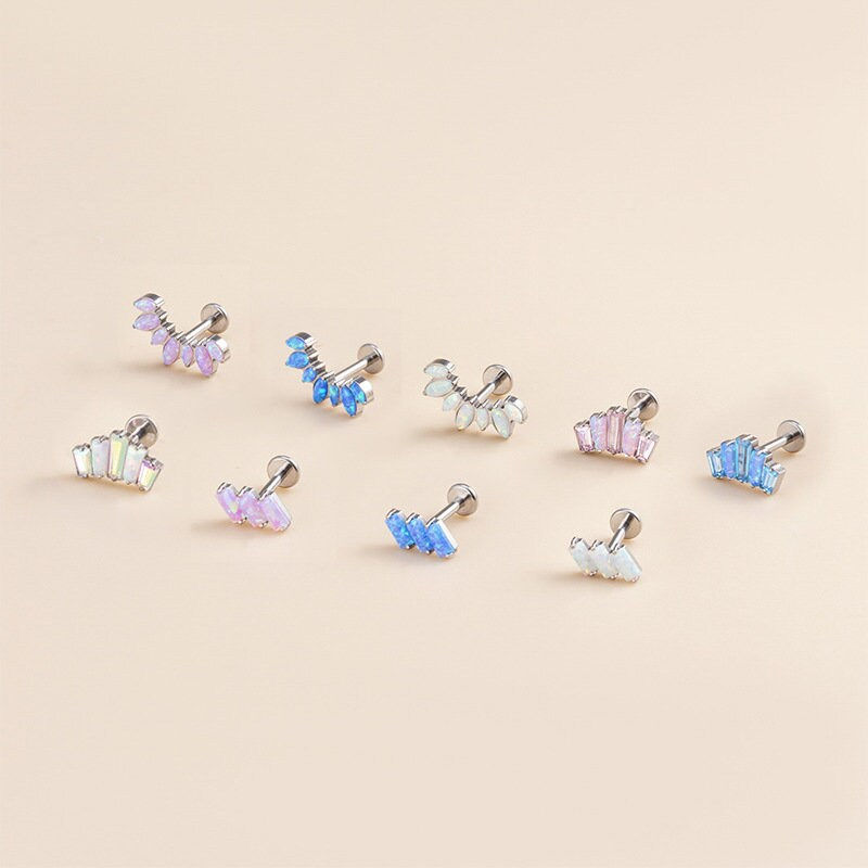 Thumbnail: 16G Cartilage Titanium Earrings, Colorful Earrings, Crown Earrings | HSPJ524