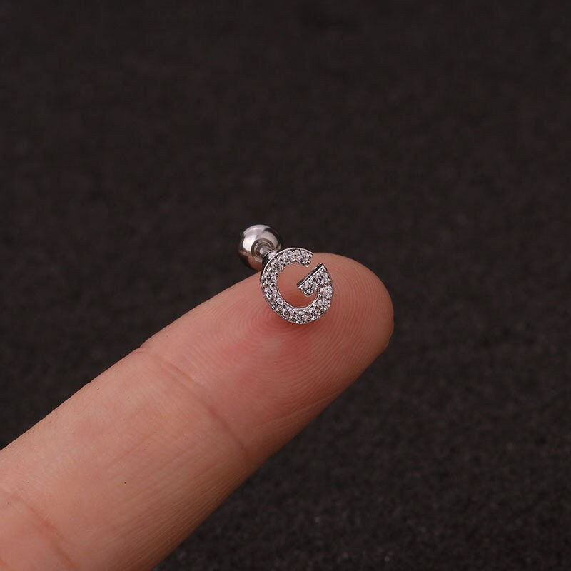 Miniaturbild: 16G Surgical Steel Letter Cartilage Stud Earrings, Alphabet Earrings | HSPJ19106